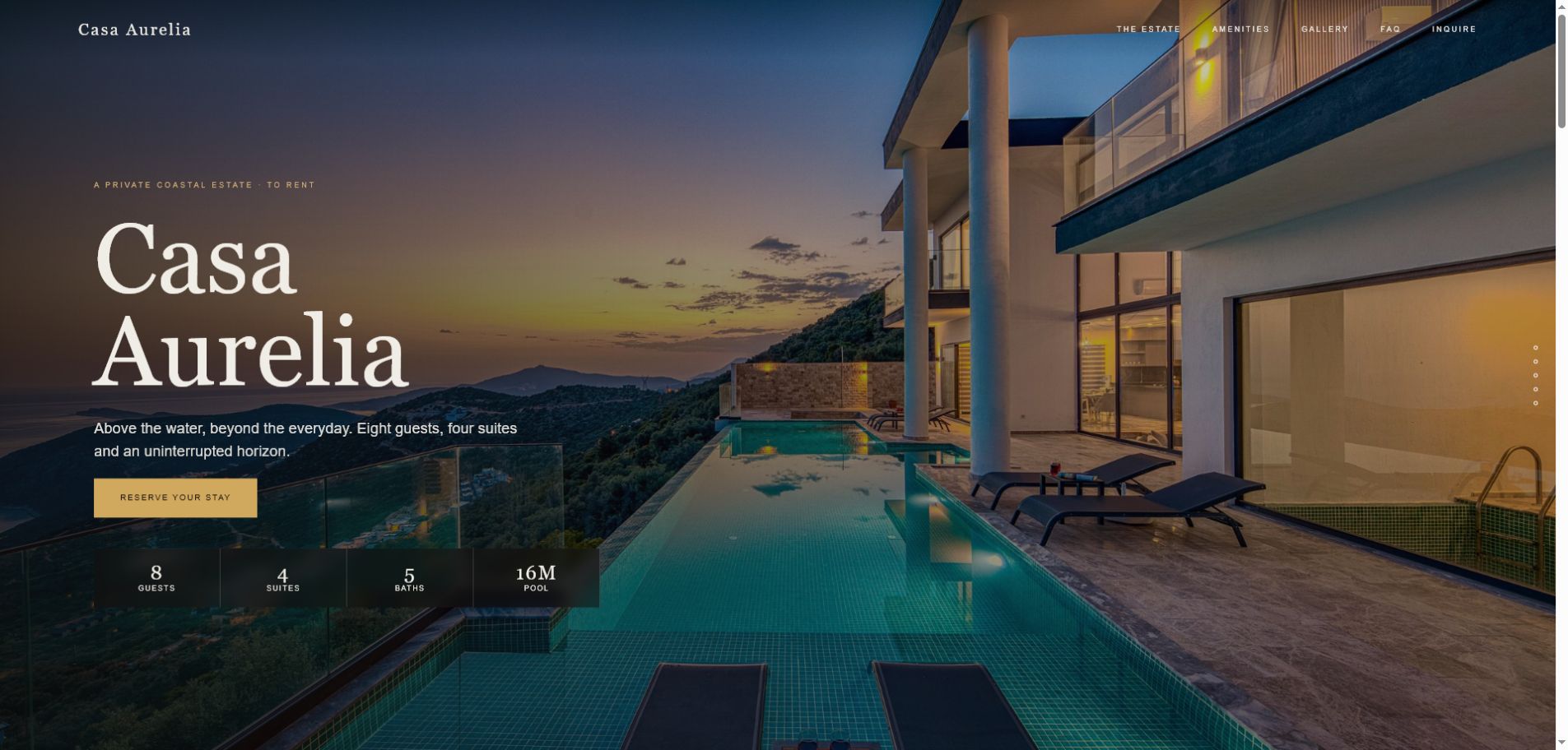 Luxury coastal estate responsive web design concept